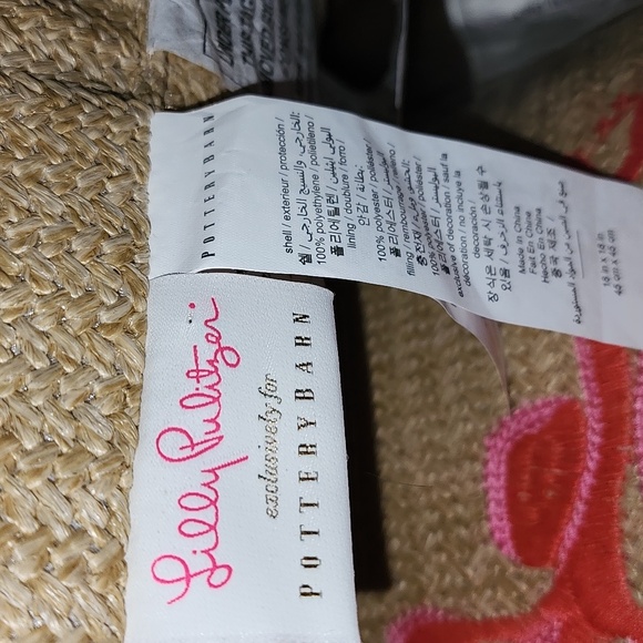 Lilly Pulitzer Coral Embroidered Beige Throw Pillow, NWT.  This is for set of 2. - Picture 7 of 8